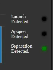Screenshot of dashboard showing separation sensed before launch and apogee